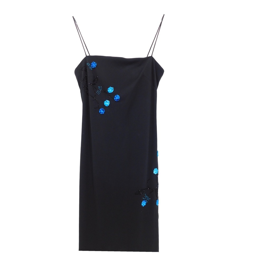 Vintage 90s JSBOUTIQUE Black Dress‎ Beaded Dainty Sleeveless US 10 Y2K